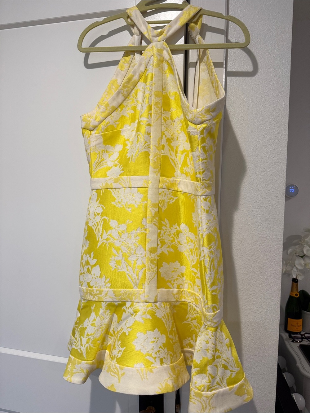 Alexis Yellow and White Floral Halter Mini Dress